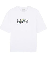 Maison Kitsuné - Maison Kitsuné Logo Printed Crewneck T-Shirt - Lyst