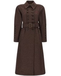 Chloé - Chloé Double-Breasted Houndstooth Riding Coat - Lyst