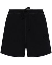 Ganni - Logo-Embroidered Drawstring Shorts - Lyst