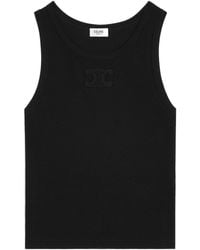 Celine - Triomphe Ribbed Cotton Tank Top - Lyst