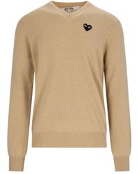COMME DES GARÇONS PLAY - Comme Des Garçons Play Heart Patch V-Neck Jumper - Lyst