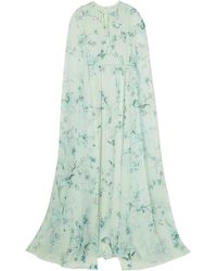 Erdem - Kenley's Shawl-Style Tie-Up Printed Dress - Lyst