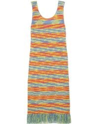 The Elder Statesman - Fringe Crochet Pure Cotton Midi Dress - Lyst