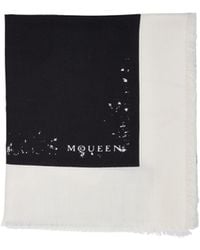 McQueen - Frayed-Edge Logo Printed Scarf - Lyst