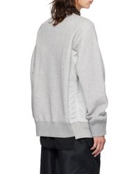 Sacai - Long-Sleeved Panelled Crewneck Sweatshirt - Lyst