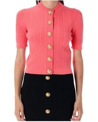 Balmain - Button Embellished Knitted Cardigan - Lyst