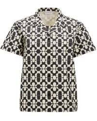 Moncler - Geometric Print Cotton Short Sleeve Shirt - Lyst