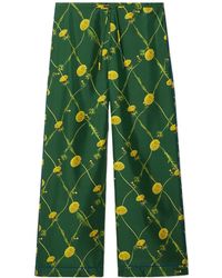 Burberry - Floral Printed Wide-Leg Pants - Lyst