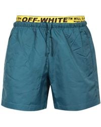 Off-White c/o Virgil Abloh - Logo-Tape Swim Shorts - Lyst