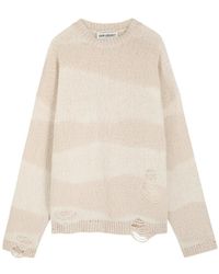 Our Legacy - Popover Roundneck Striped Distressed Cotton-Blend Jumper - Lyst