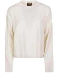 Woolrich - Cropped Crew-Neck Knitted Sweater - Lyst