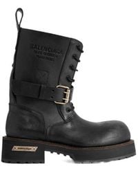 Balenciaga - Buckled Lace-Up Boots - Lyst