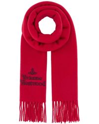 Vivienne Westwood - Logo Embroidered Fringed Scarf - Lyst