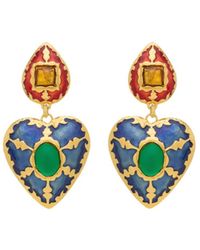 Saint Laurent - Heart Drop Earrings - Lyst