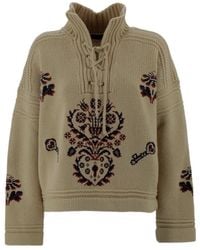 Etro - Lace-Up Embroidered Sweater - Lyst