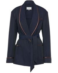 Maison Margiela - Belted Piped Trim Blazer - Lyst