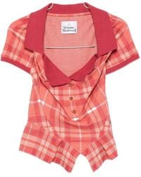 Vivienne Westwood - Tartan-Print Peplum Polo Top - Lyst