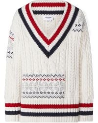 Thom Browne - Merino-Wool Fair Isle Cable-Knit Pullover - Lyst