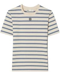 Tory Burch - Striped Embroidered T-Shirt - Lyst