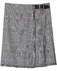 Burberry - Plaid-Check Pleated Fringed Mini Skirt - Lyst