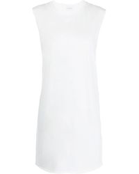Saint Laurent - Round Collar Sleeveless Dress - Lyst
