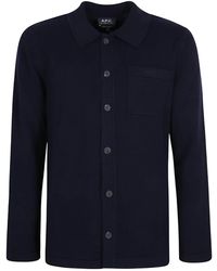 A.P.C. - Logo Embroidered Shirt Jacket - Lyst