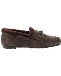 Aeyde - Jasper Bow-Detailed Shearling-Lined Suede Loafers - Lyst