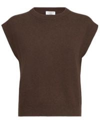 Brunello Cucinelli - Cashmere Knit T-Shirt With Monili - Lyst
