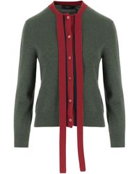 Gucci - Knit Wool Cashmere Cardigan With Web - Lyst