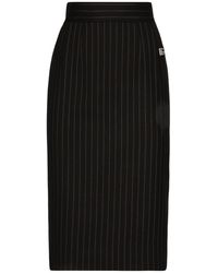 Dolce & Gabbana - Short Straight-Cut Pinstripe Wool Skirt - Lyst