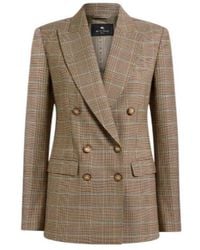 Etro - Double-Breasted Stretch-Wool Jacket With Prince Of Wales Motif - Lyst