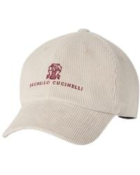 Brunello Cucinelli - Comfort Cotton And Cashmere Corduroy Baseball Cap With Embroidered Logo - Lyst