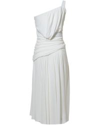 Alberta Ferretti - One-Shoulder Belted Waist Midi Dress - Lyst