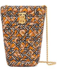 Burberry - Micro Lola Monogram-Print Bucket Bag - Lyst