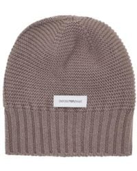 Emporio Armani - Logo-Patch Chunky-Knit Beanie Hat - Lyst