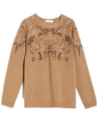 Max Mara - Rhinestone Decorated Wool And Cashmere Sweater - Lyst
