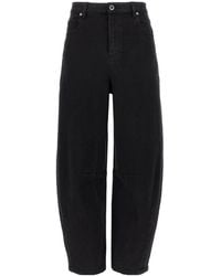 Self-Portrait - Logo Patch Barrel-Leg Jeans - Lyst