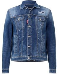 DSquared² - Ripped Splatter Print Denim Jacket - Lyst