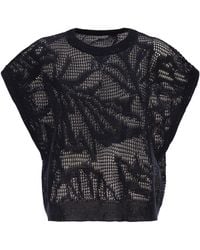 Brunello Cucinelli - Openwork Knit Top With Sequins - Lyst