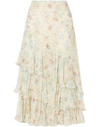 Ulla Johnson - Floral-Print Crepon-Silk Midi Skirt - Lyst