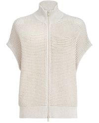 Brunello Cucinelli - Cotton-Blend Short-Sleeve Cardigan - Lyst