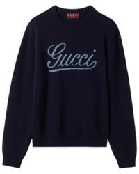 Gucci - Logo Intarsia Crewneck Knitted Jumper - Lyst