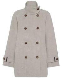 Brunello Cucinelli - Double-Breasted High Neck Coat - Lyst