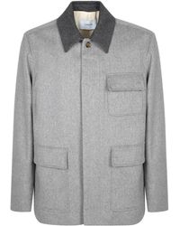 Lardini - Contrast-Collar Wool Shirt Jacket - Lyst