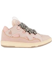 Lanvin - Curb Panelled Lace-Up Sneakers - Lyst