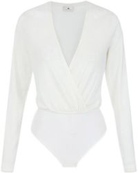 Elisabetta Franchi - V-Neck Ribbed Knit Bodysuit - Lyst