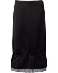 TOTEME - Gauze-Trimmed Satin Midi Skirt - Lyst