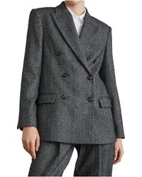 Brunello Cucinelli - Herringbone Motif Double-Breasted Blazer - Lyst