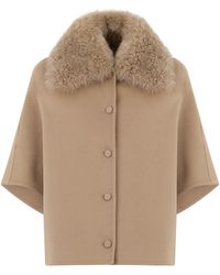 Yves Salomon - Short Shearling Collar Cape - Lyst