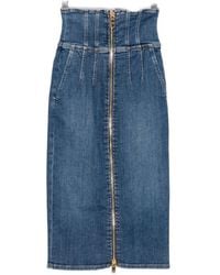 Elisabetta Franchi - Zip-Fastening High-Waisted Midi Skirt - Lyst